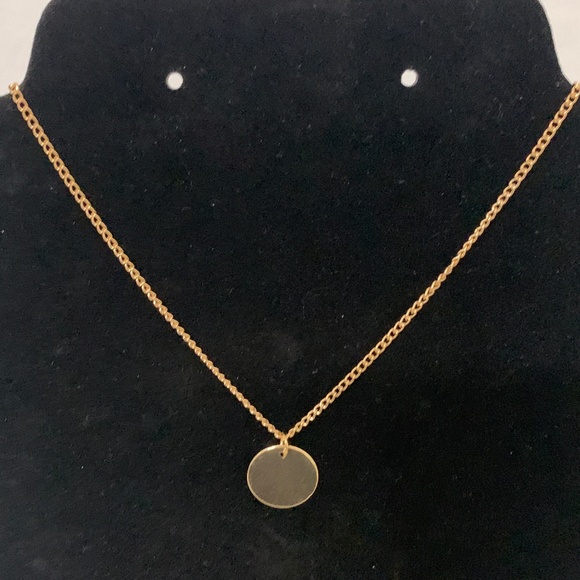 Gold Necklace with Round Pendant - Picture 1 of 7